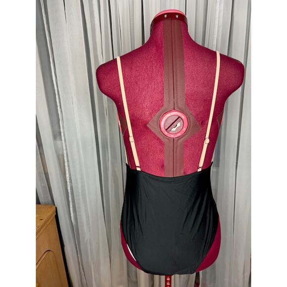 Cupshe Keyhole One Piece Swimsuit tie front pink black - Picture 4 of 6